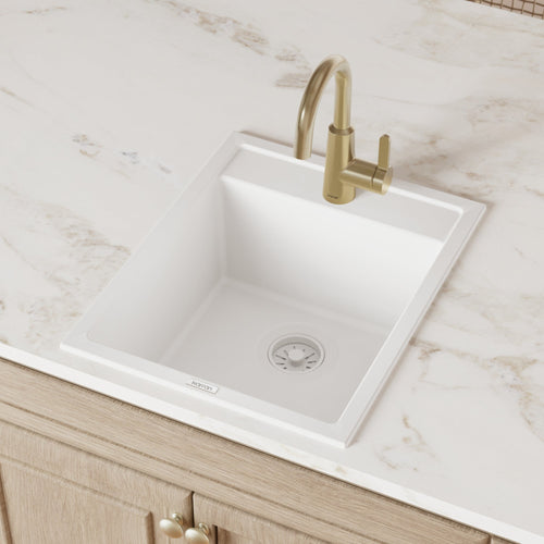 15-3/4" Top Mount Quartz Composite Bar/Prep Sink In White