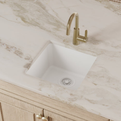 16-5/8" Undermount Quartz Composite Bar/Prep Sink In White