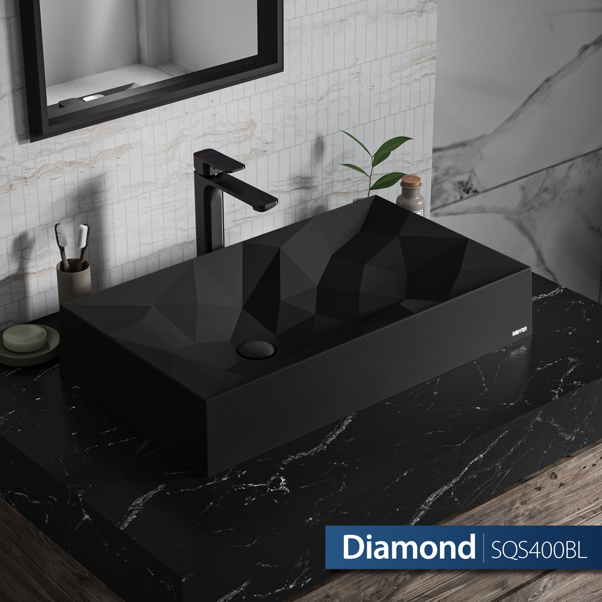 28-1/8" Vessel Quartz Composite Bathroom Sink In Black