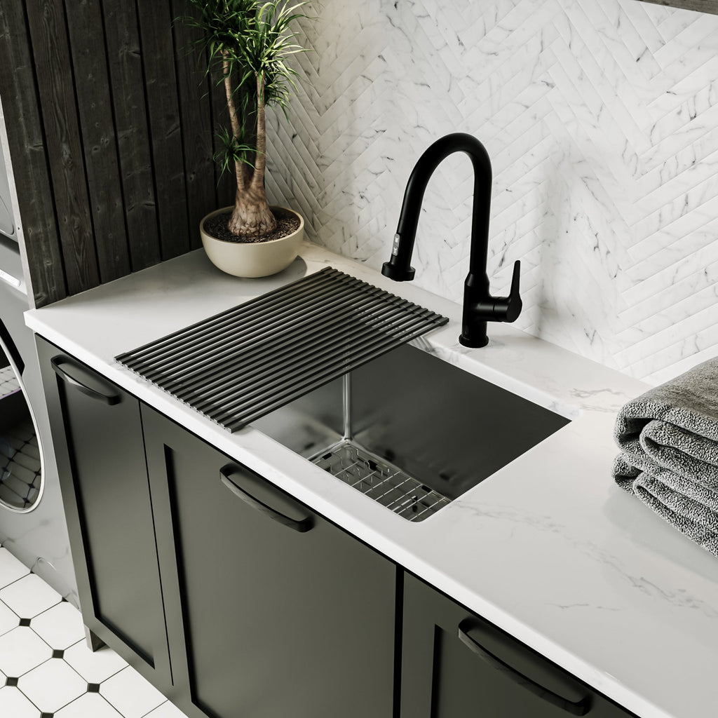 Fusion 23" Undermount 16 Gauge Single Bowl Laundry/Utility Stainless Steel Sink with Accessories