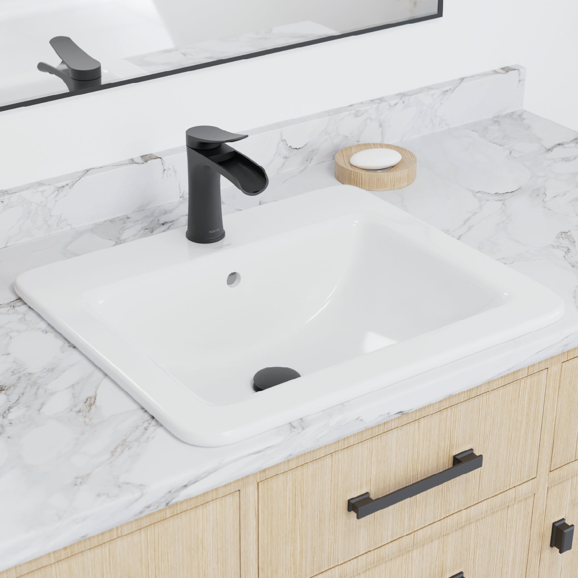 Valera 21" Rectangular Top Mount Vitreous China Bathroom Sink In White