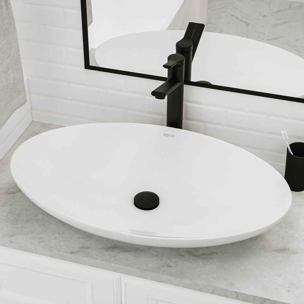 27" Vessel Vitreous China Bathroom Sink In White