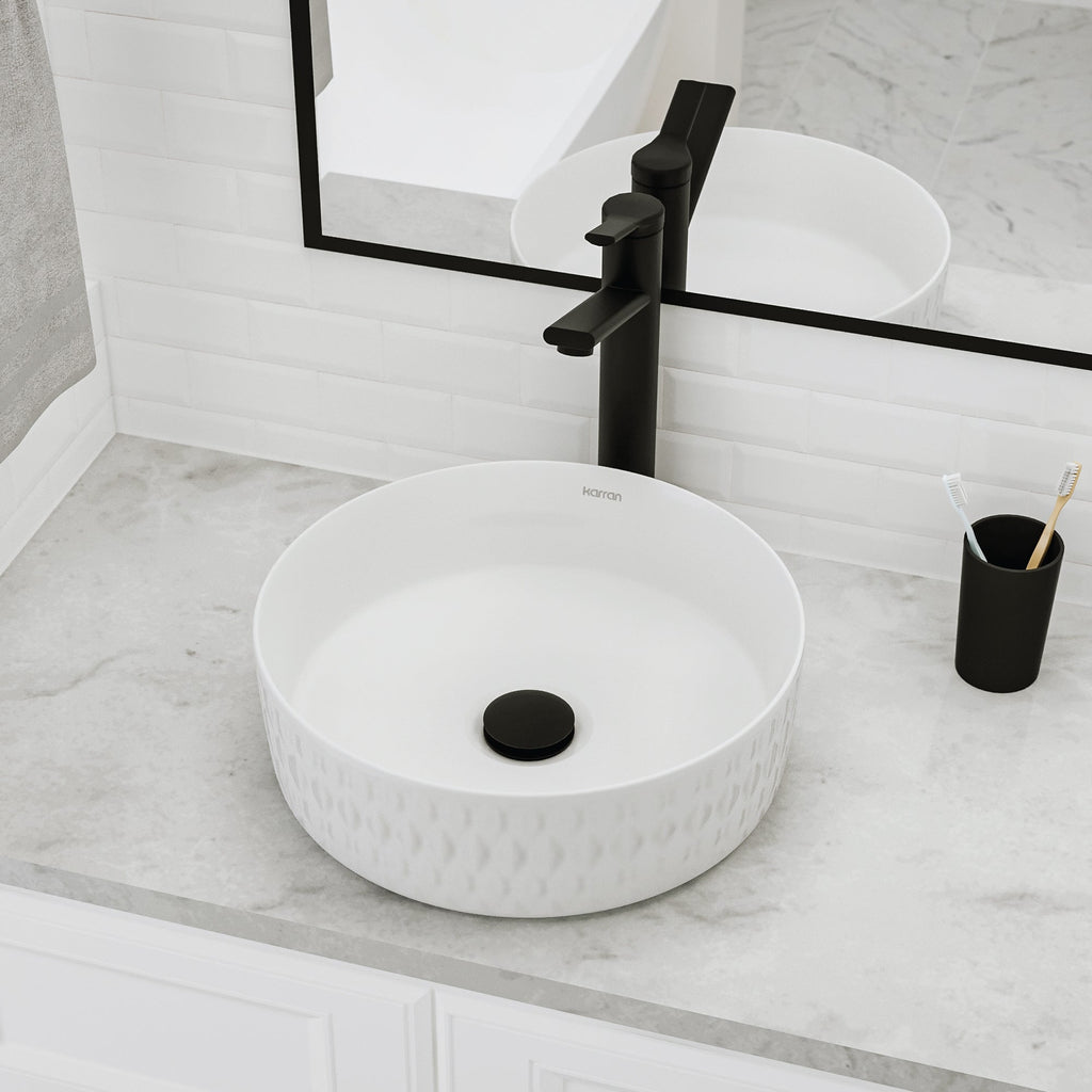 14" Vessel Vitreous China Bathroom Sink In White