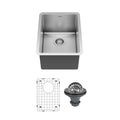 Elite 15" Undermount 16 Gauge Single Bowl Stainless Steel Kitchen Sink with Accessories