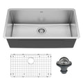 Elite 32" Undermount 16 Gauge Single Bowl Stainless Steel Sink with Accessories
