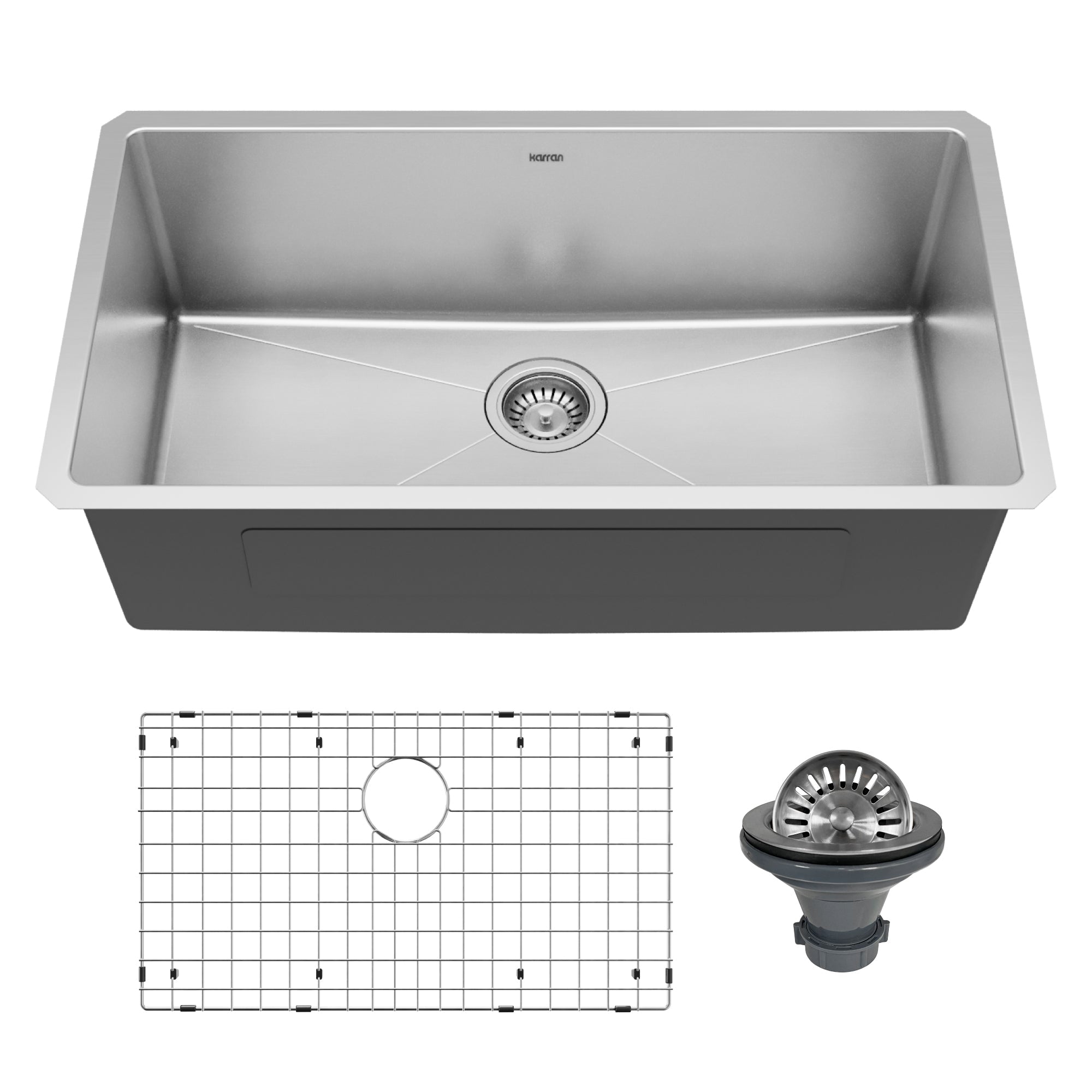 Elite 32" Undermount 16 Gauge Single Bowl Stainless Steel Sink with Accessories