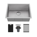 Matrix 24" Undermount Workstation 16 Gauge Single Bowl Stainless Steel Kitchen Sink with Accessories