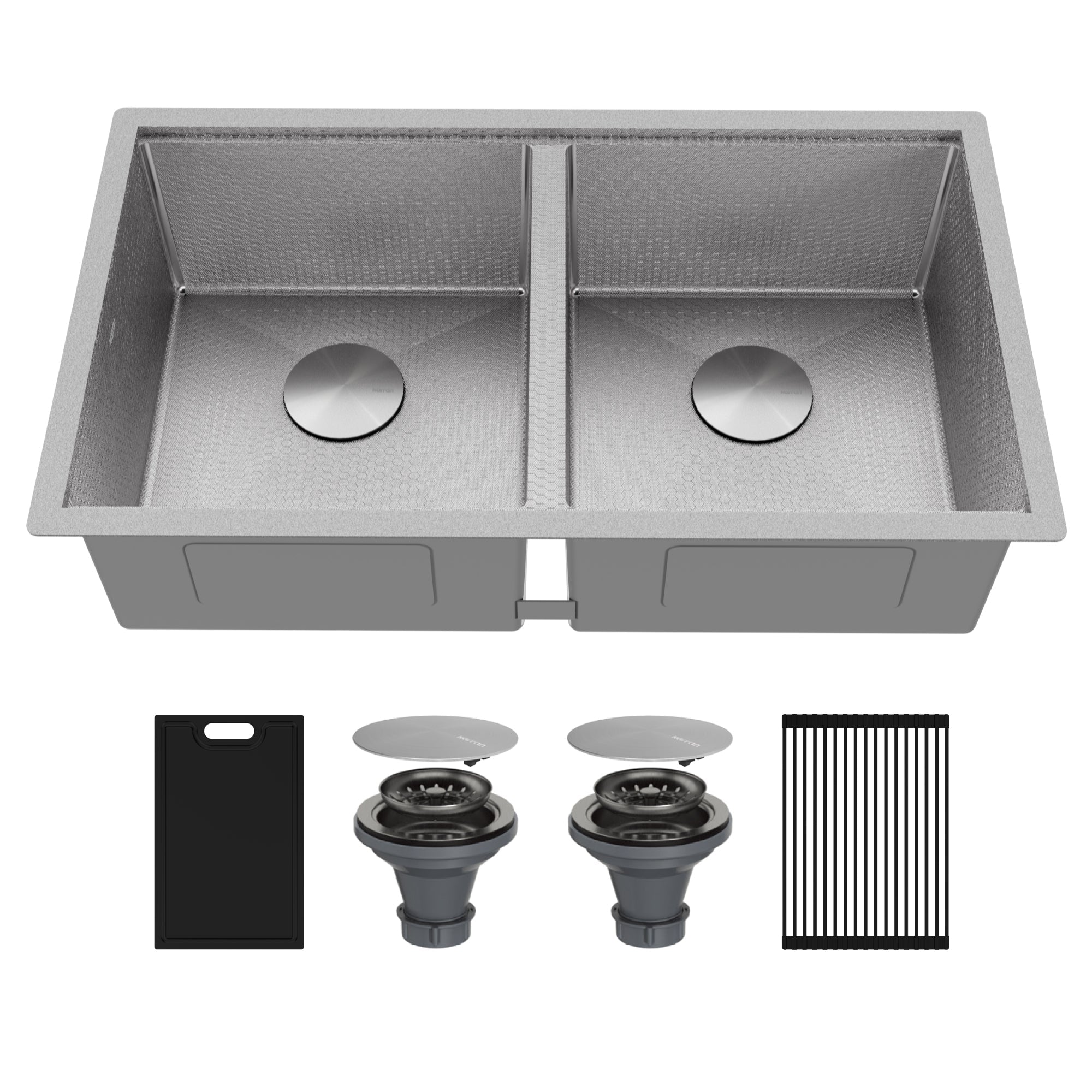 Matrix 32" Undermount Workstation 16 Gauge Double Bowl Stainless Steel Kitchen Sink with Accessories