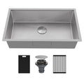 Matrix 32" Undermount Workstation 16 Gauge Single Bowl Stainless Steel Kitchen Sink with Accessories