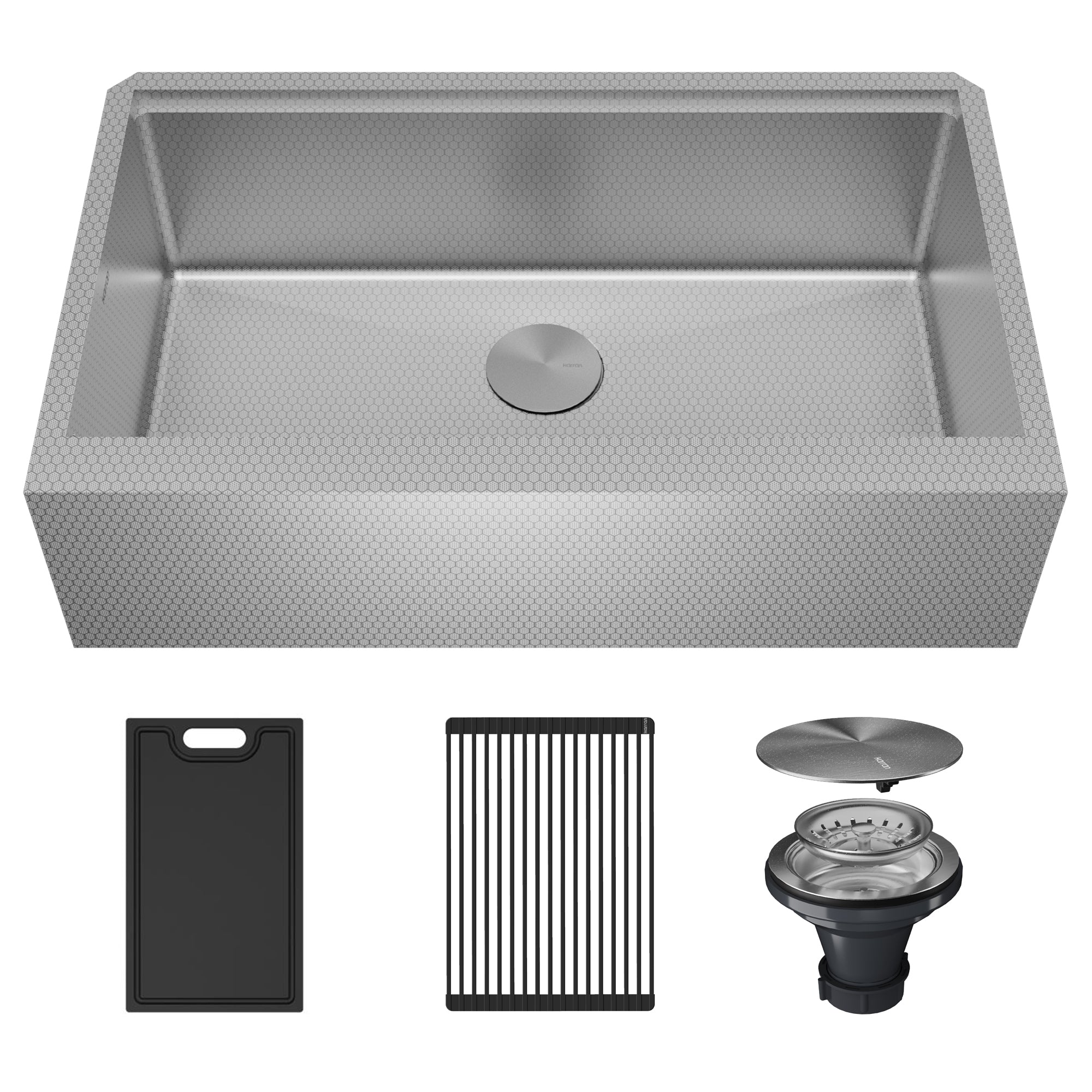 Matrix 33" Farmhouse Workstation 16 Gauge Single Bowl Stainless Steel Kitchen Sink with Accessories