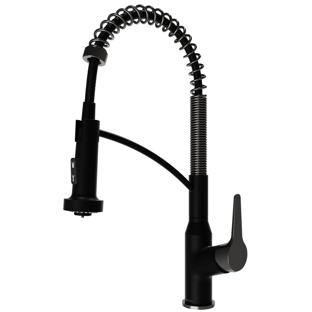 Scottsdale Single Handle Pull-Down Sprayer Commercial Style Kitchen Faucet In Matte Black / Spot-Free Gunmetal Grey