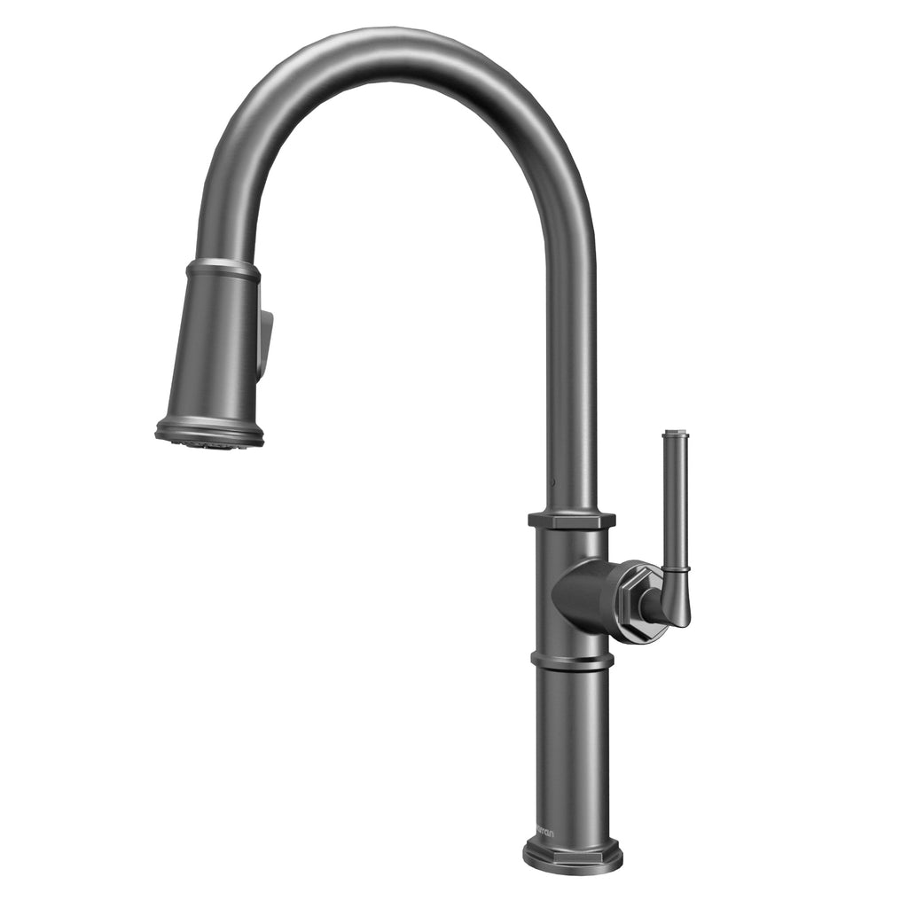 Brampton Single Hole Single Handle Pull-Down Sprayer Kitchen Faucet In Gunmetal Grey