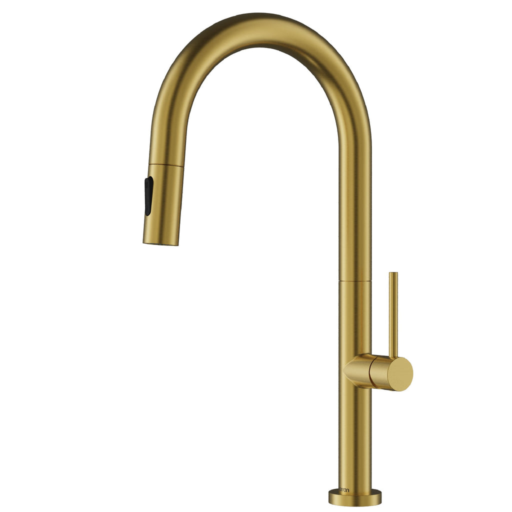 Brynford Single Handle Pull-Down Sprayer Kitchen Faucet In Spot-Free Brushed Gold