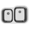 Profile 32" Undermount 16 Gauge Double Offset Bowl Stainless Steel Kitchen Sink
