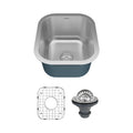 Profile 15" Undermount 16 Gauge Stainless Steel Single Bowl Bar Sink with Accessories