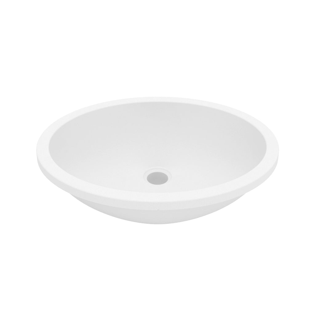 19" Seamless Undermount Quartz Composite Bathroom Sink In White