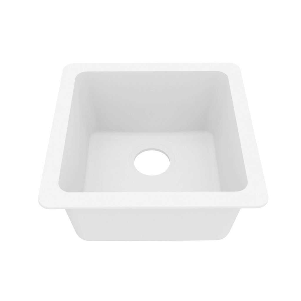 16-5/8" Seamless Undermount Quartz Composite Bar/Prep Sink In White