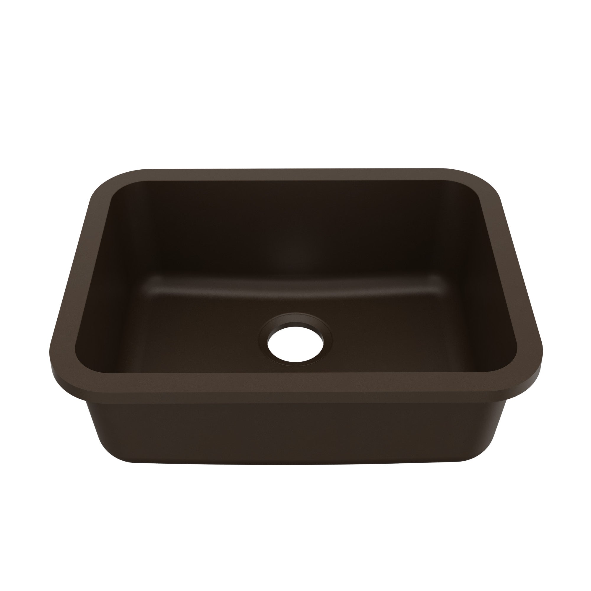 24-1/8" Seamless Undermount Single Bowl Quartz Composite Kitchen Sink In Brown