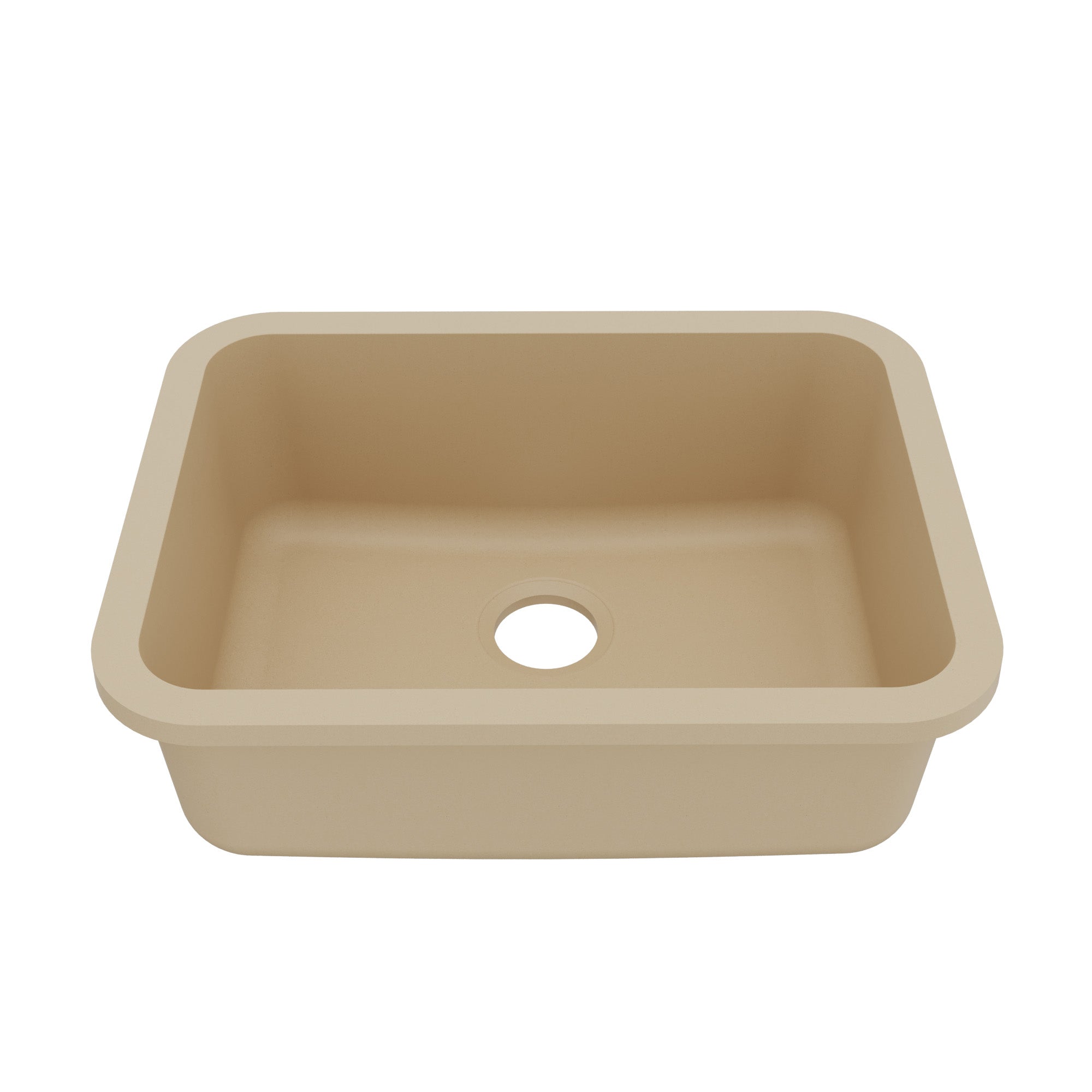 24-1/8" Seamless Undermount Single Bowl Quartz Composite Kitchen Sink In Bisque
