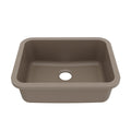 24-1/8" Seamless Undermount Single Bowl Quartz Composite Kitchen Sink In Concrete