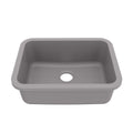 24-1/8" Seamless Undermount Single Bowl Quartz Composite Kitchen Sink In Grey