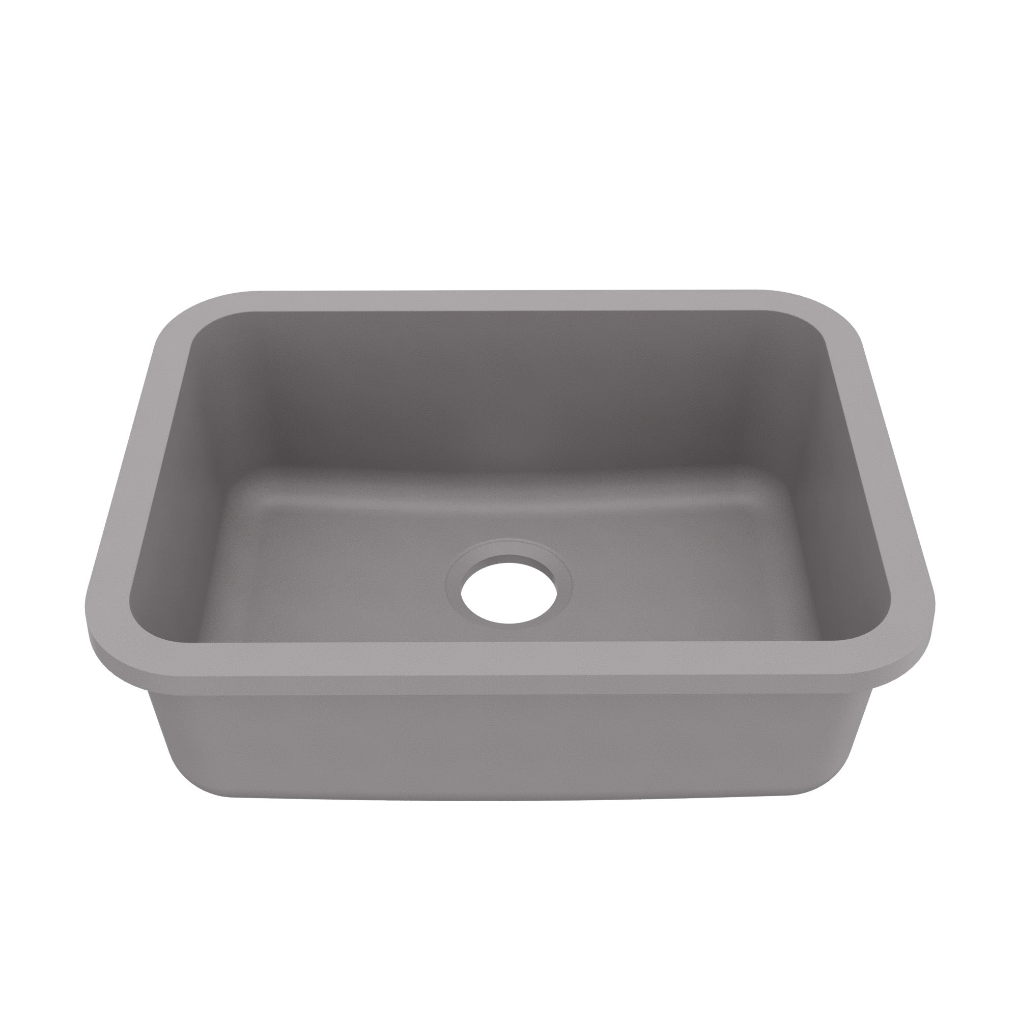 24-1/8" Seamless Undermount Single Bowl Quartz Composite Kitchen Sink In Grey