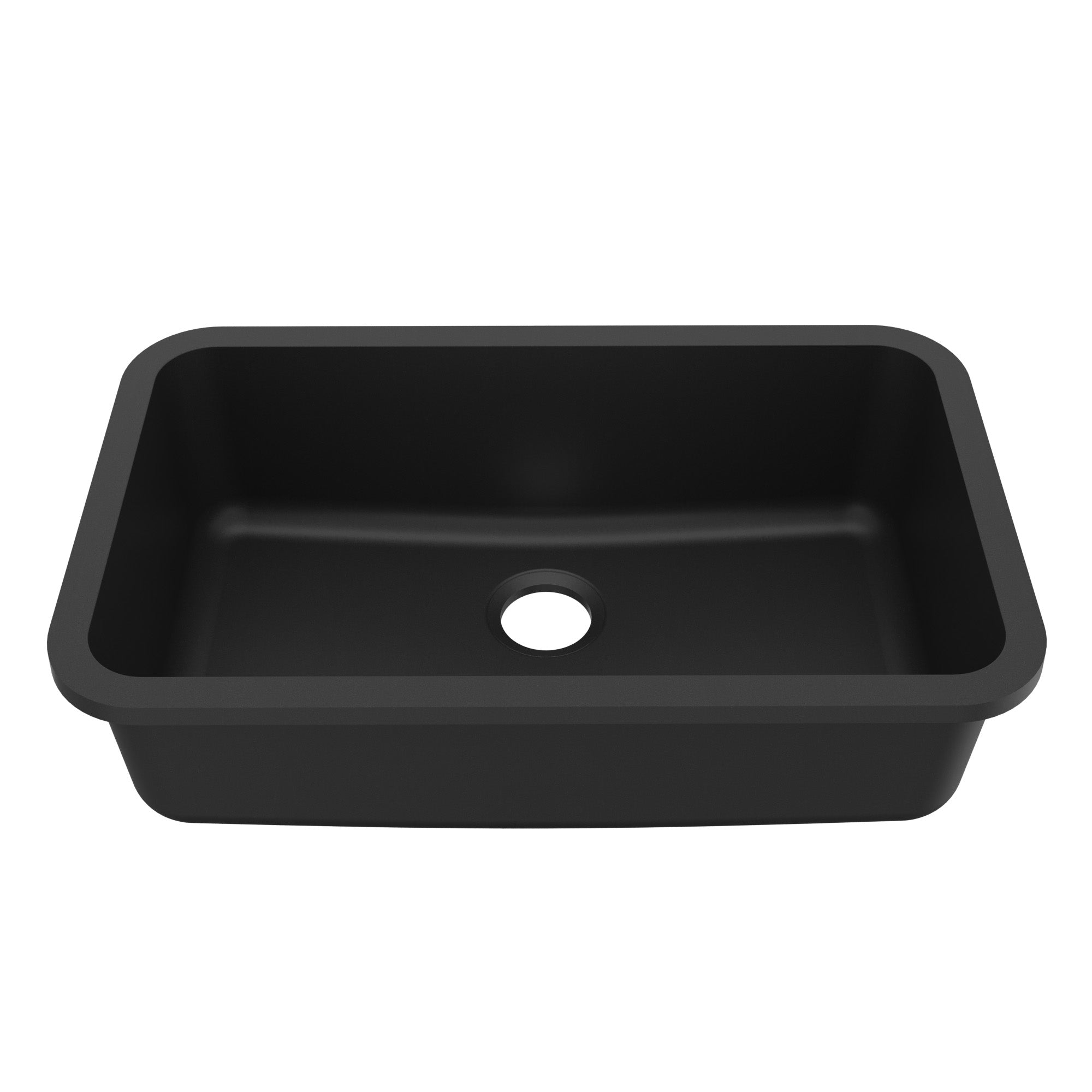 30-7/8" Seamless Undermount Large Single Bowl Quartz Composite Kitchen Sink In Black