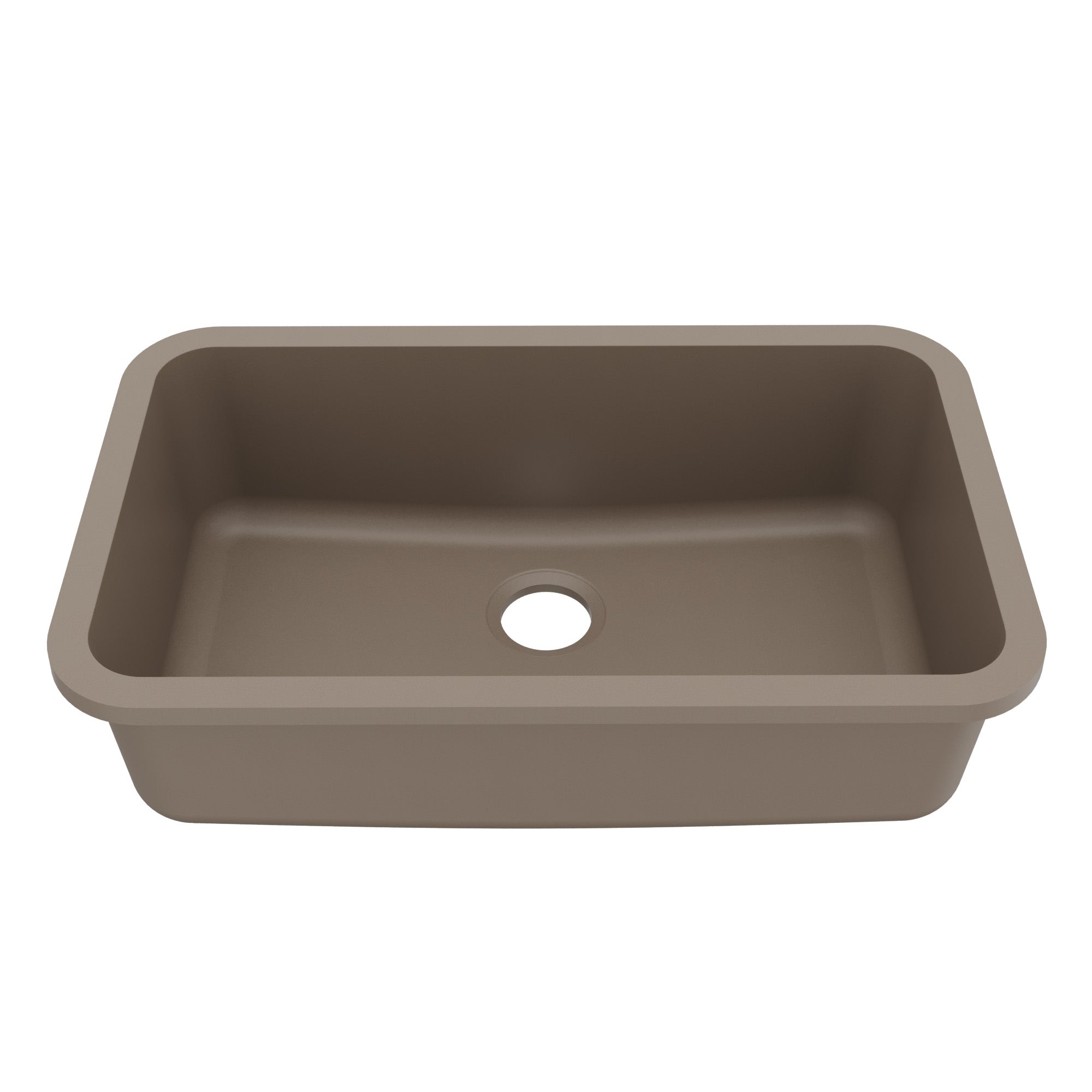 30-7/8" Seamless Undermount Large Single Bowl Quartz Composite Kitchen Sink In Concrete