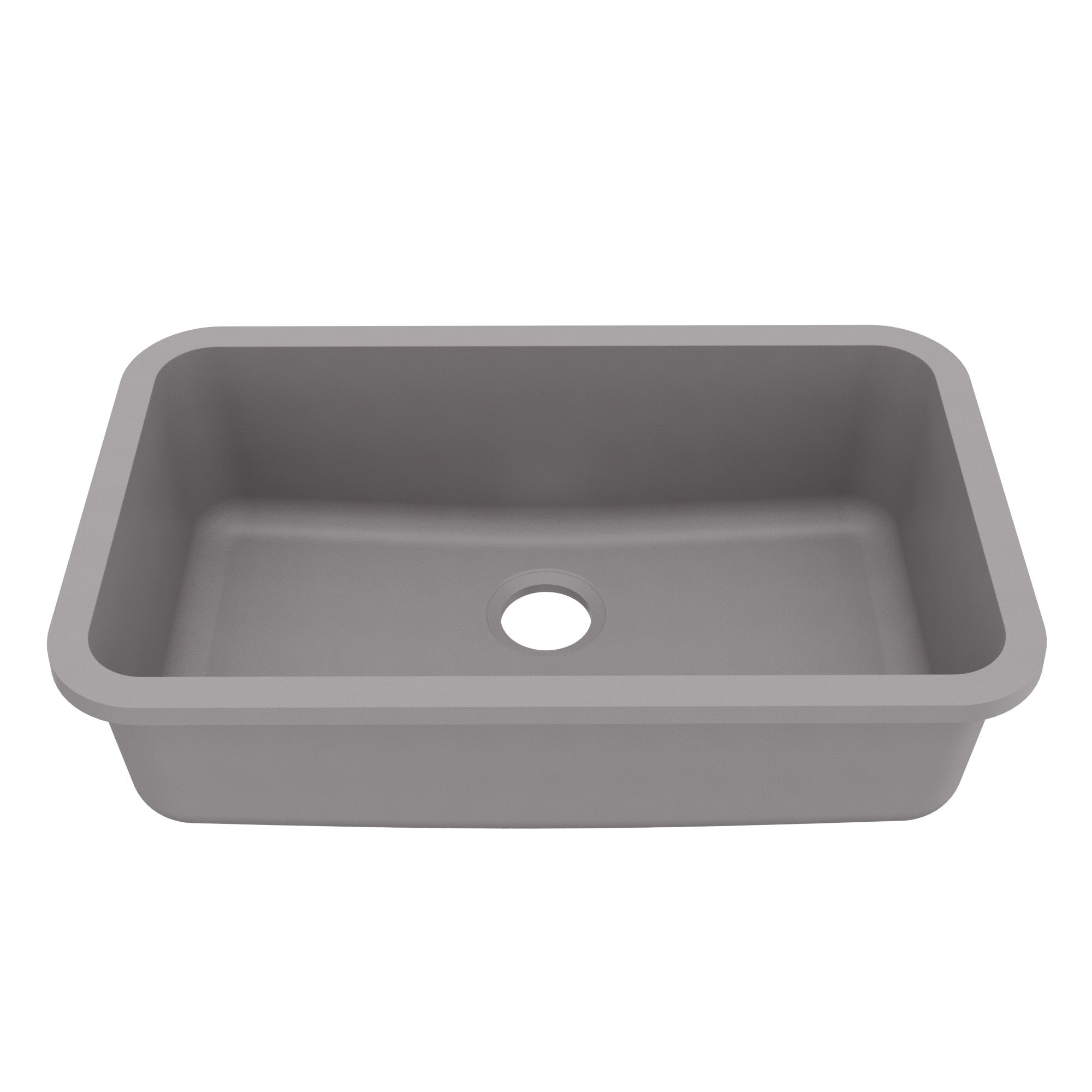30-7/8" Seamless Undermount Large Single Bowl Quartz Composite Kitchen Sink In Grey