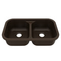 32-7/8" Seamless Undermount Doube Equal Bowl Quartz Composite Kitchen Sink In Brown