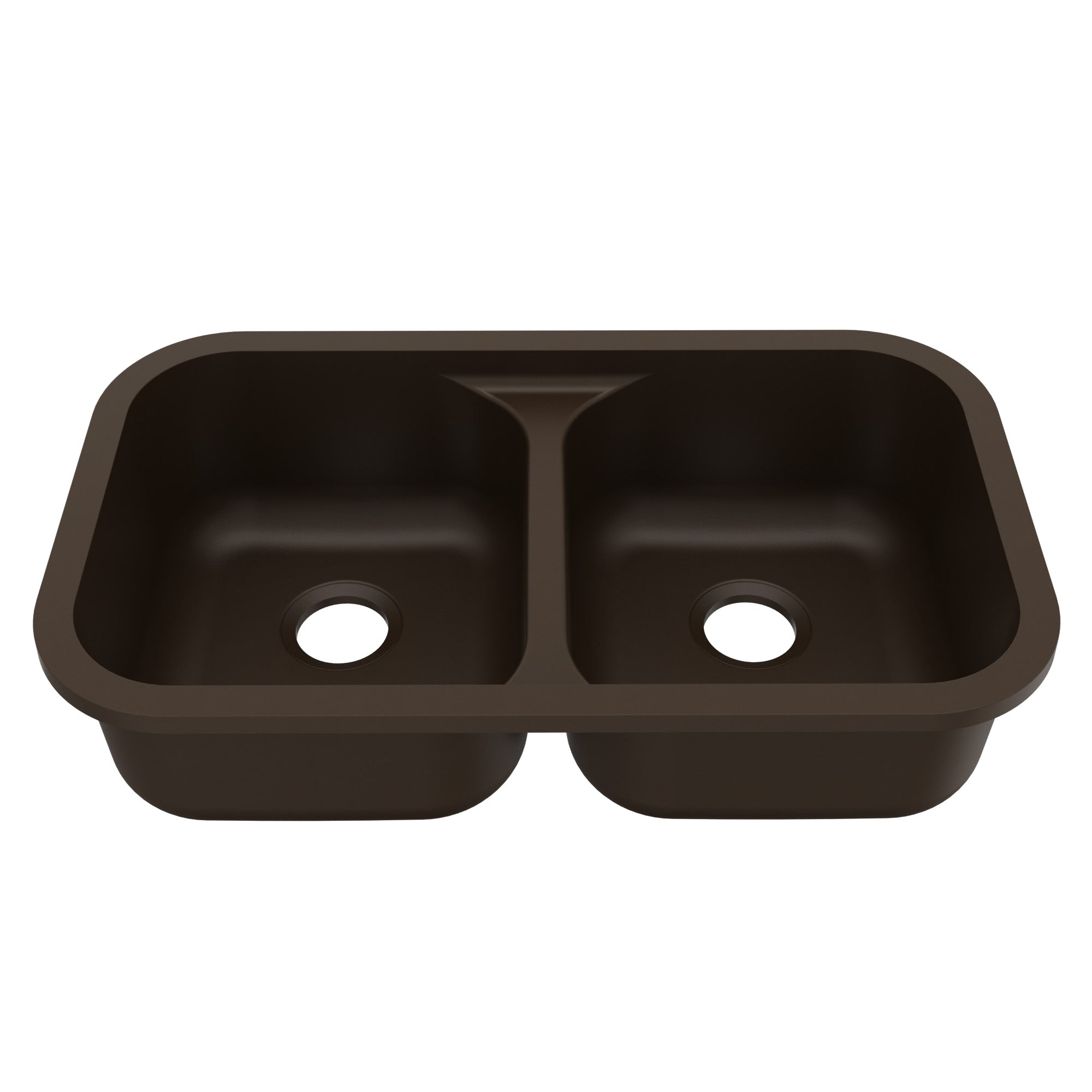 32-7/8" Seamless Undermount Doube Equal Bowl Quartz Composite Kitchen Sink In Brown