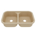 32-7/8" Seamless Undermount Doube Equal Bowl Quartz Composite Kitchen Sink In Bisque