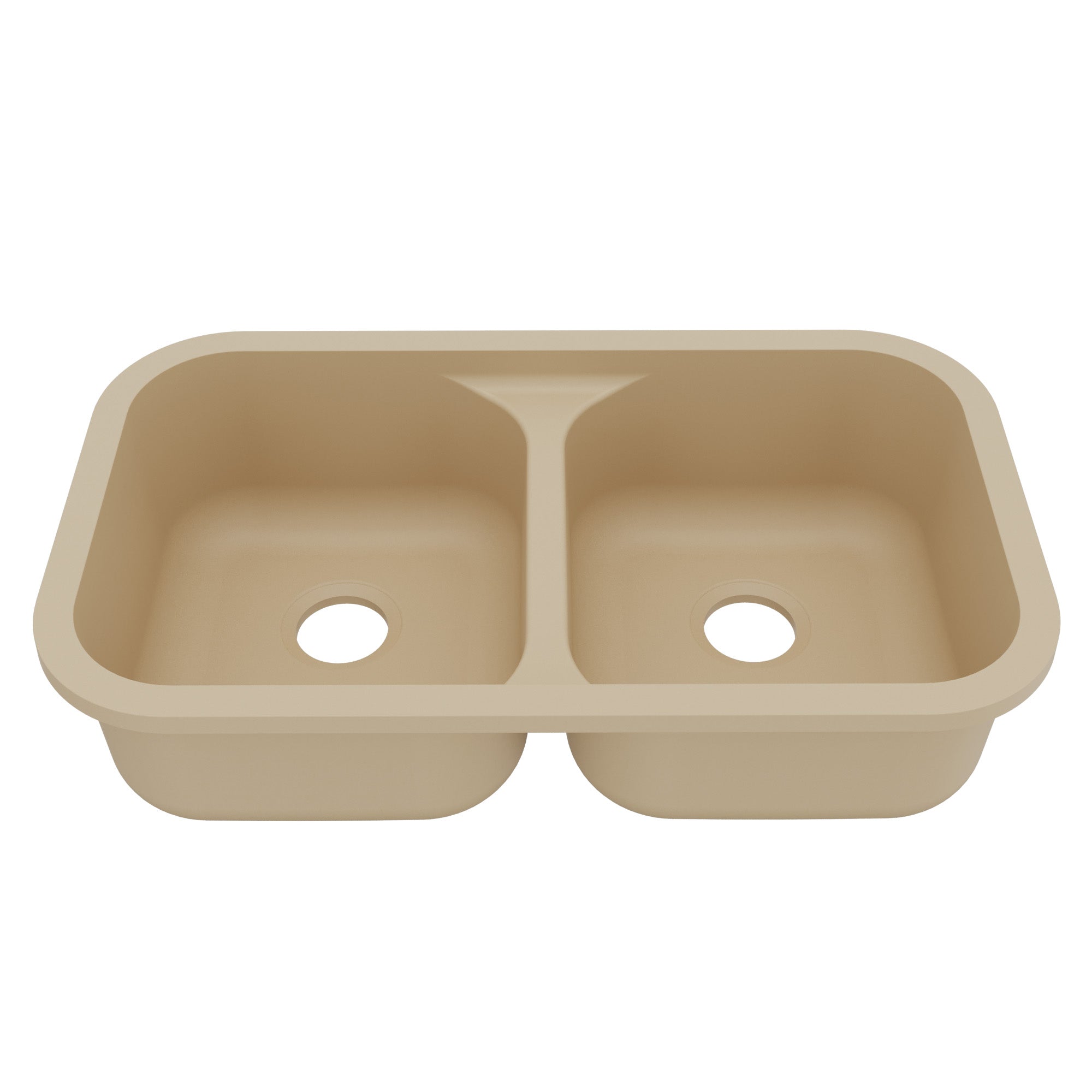 32-7/8" Seamless Undermount Doube Equal Bowl Quartz Composite Kitchen Sink In Bisque