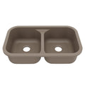 32-7/8" Seamless Undermount Doube Equal Bowl Quartz Composite Kitchen Sink In Concrete