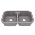 32-7/8" Seamless Undermount Doube Equal Bowl Quartz Composite Kitchen Sink In Grey