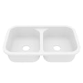 32-7/8" Seamless Undermount Doube Equal Bowl Quartz Composite Kitchen Sink In White