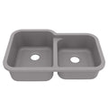 32-3/8" Seamless Undermount Double Offset Bowl Quartz Composite Kitchen Sink In Grey