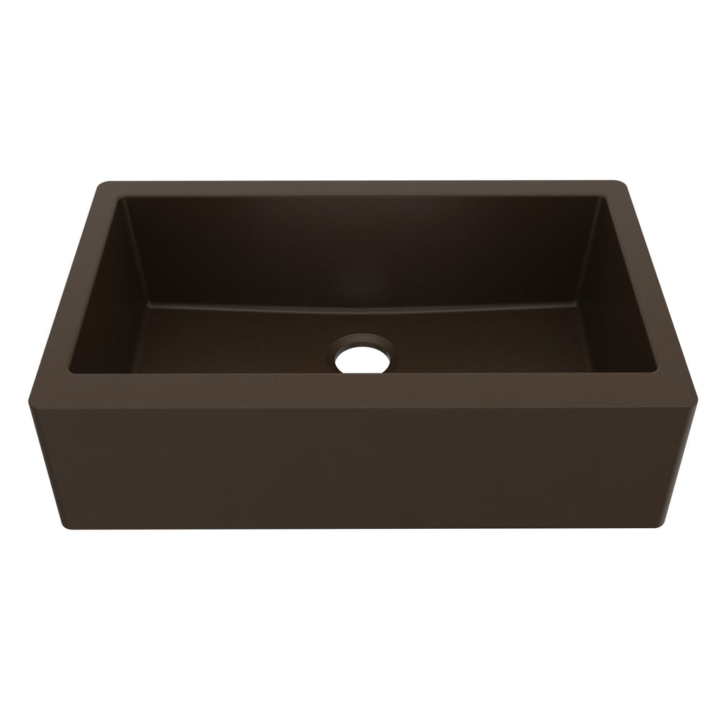 34" Farmhouse Large Single Bowl Quartz Composite Kitchen Sink In Brown