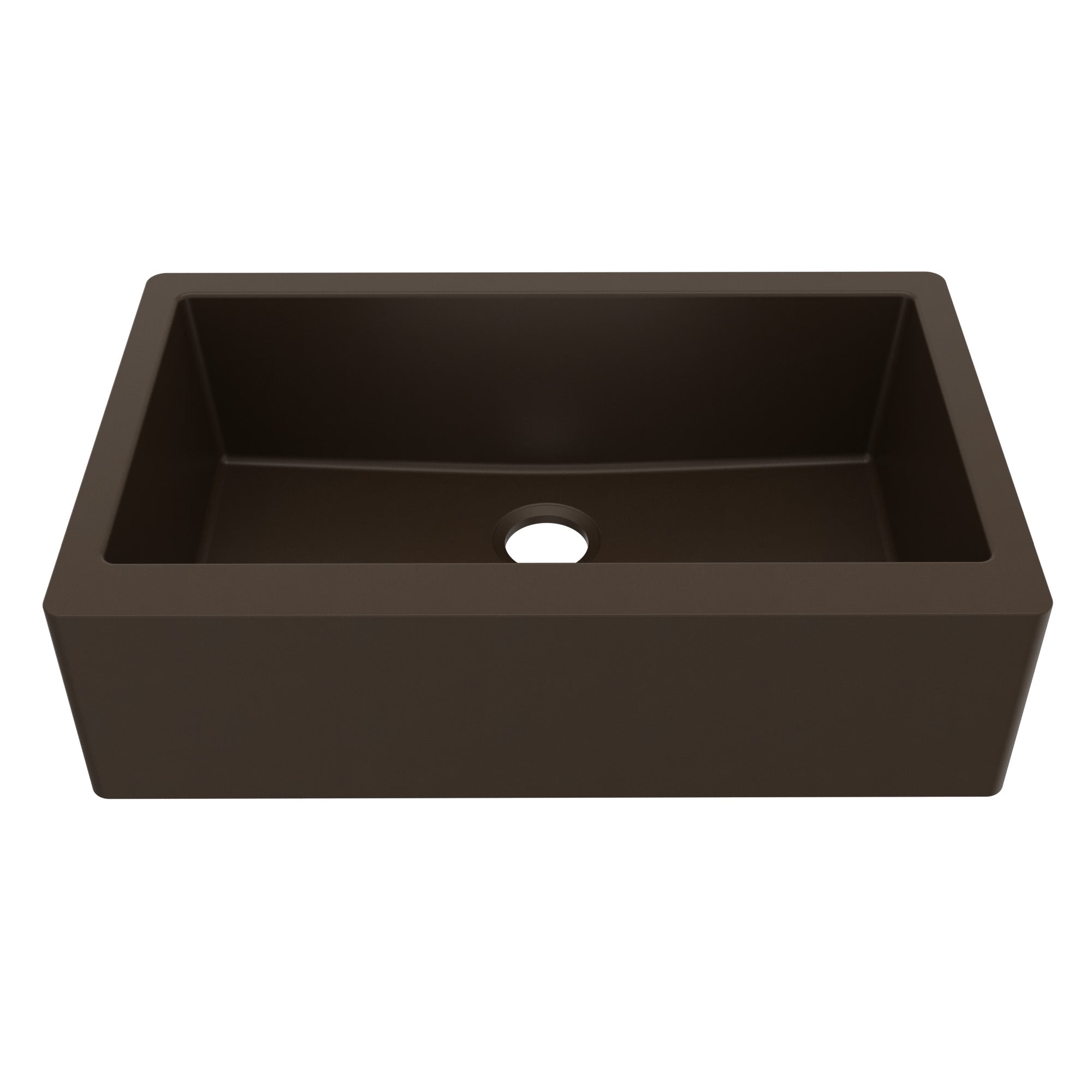 34" Farmhouse Large Single Bowl Quartz Composite Kitchen Sink In Brown