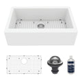 34" Farmhouse Large Single Bowl Quartz Composite Kitchen Sink Kit In White