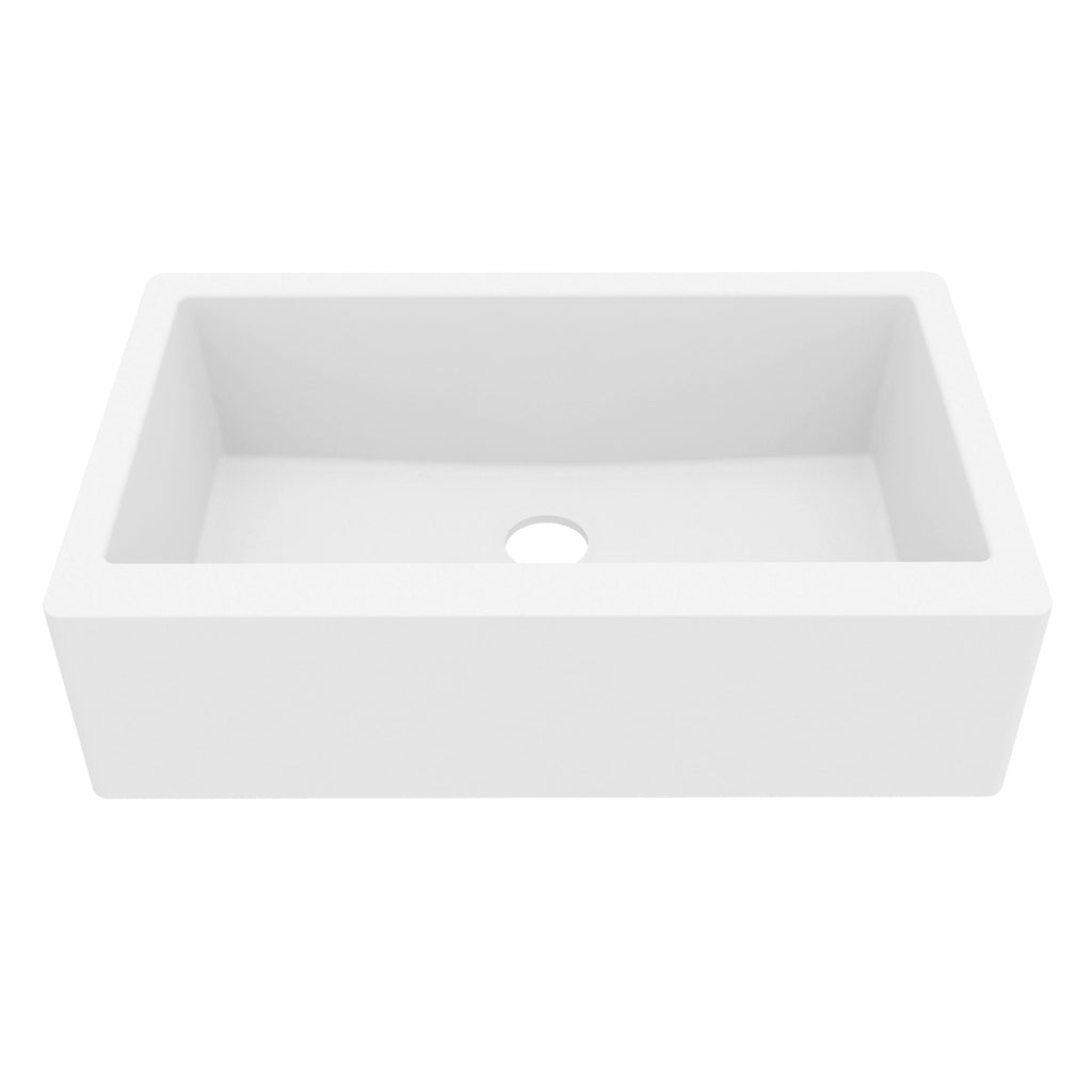 34" Farmhouse Large Single Bowl Quartz Composite Kitchen Sink In White