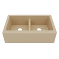 34" Farmhouse Double Equal Bowl Quartz Composite Kitchen Sink In Bisque