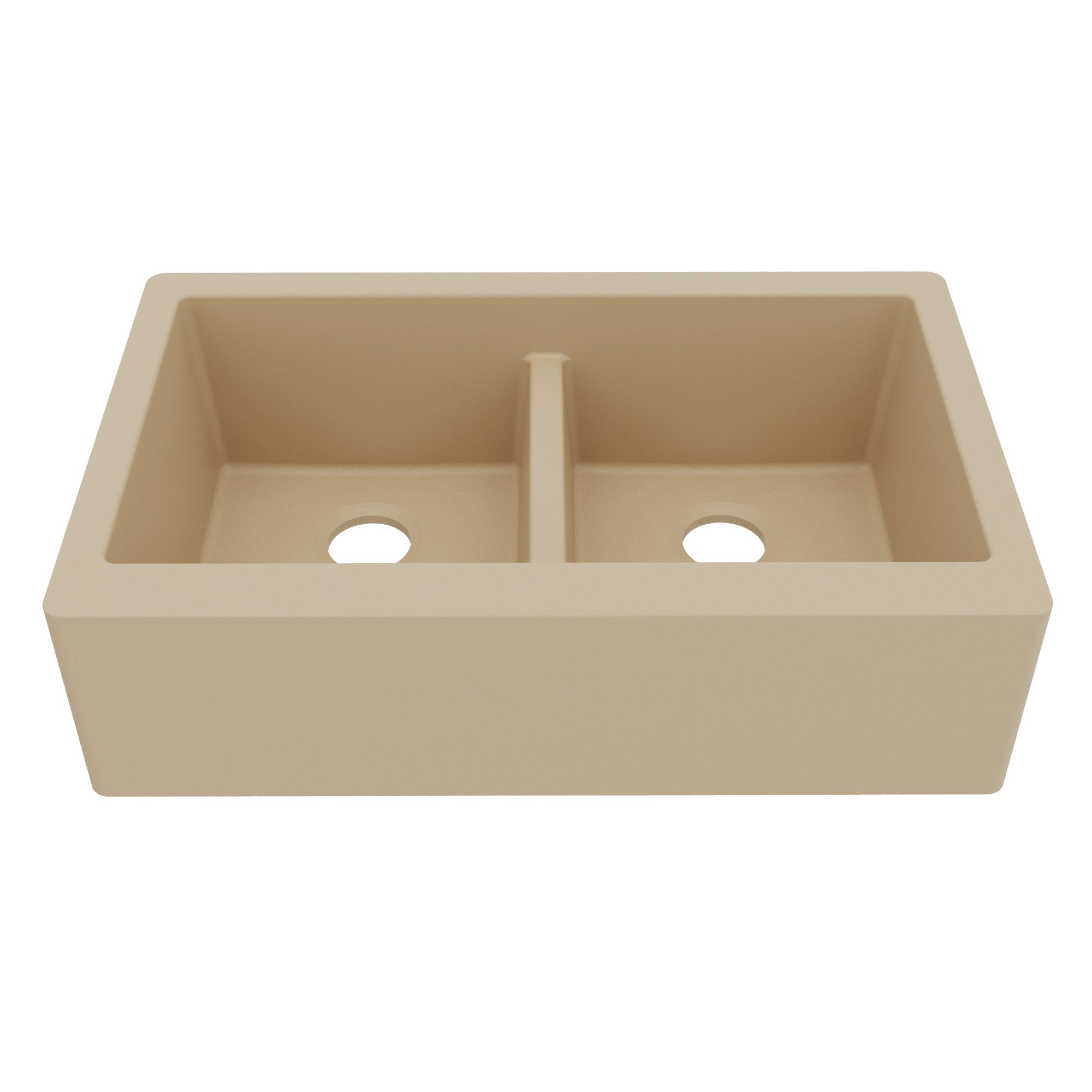 34" Farmhouse Double Equal Bowl Quartz Composite Kitchen Sink In Bisque