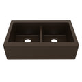 34" Farmhouse Double Equal Bowl Quartz Composite Kitchen Sink In Brown
