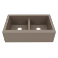 34" Farmhouse Double Equal Bowl Quartz Composite Kitchen Sink In Concrete