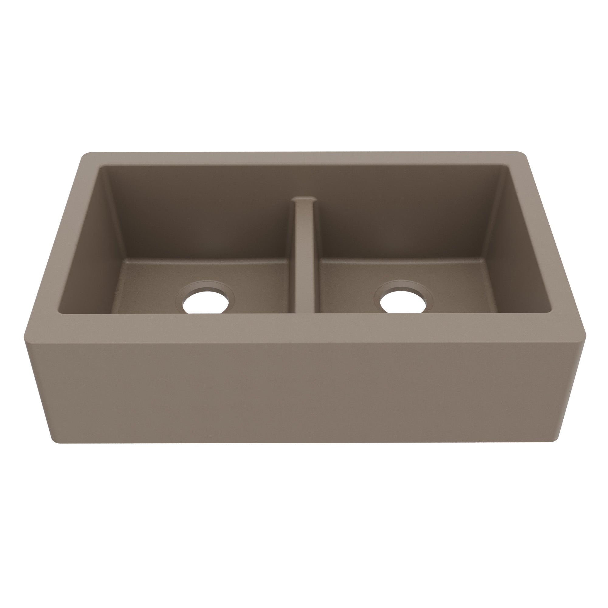 34" Farmhouse Double Equal Bowl Quartz Composite Kitchen Sink In Concrete