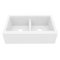 34" Farmhouse Double Equal Bowl Quartz Composite Kitchen Sink In White