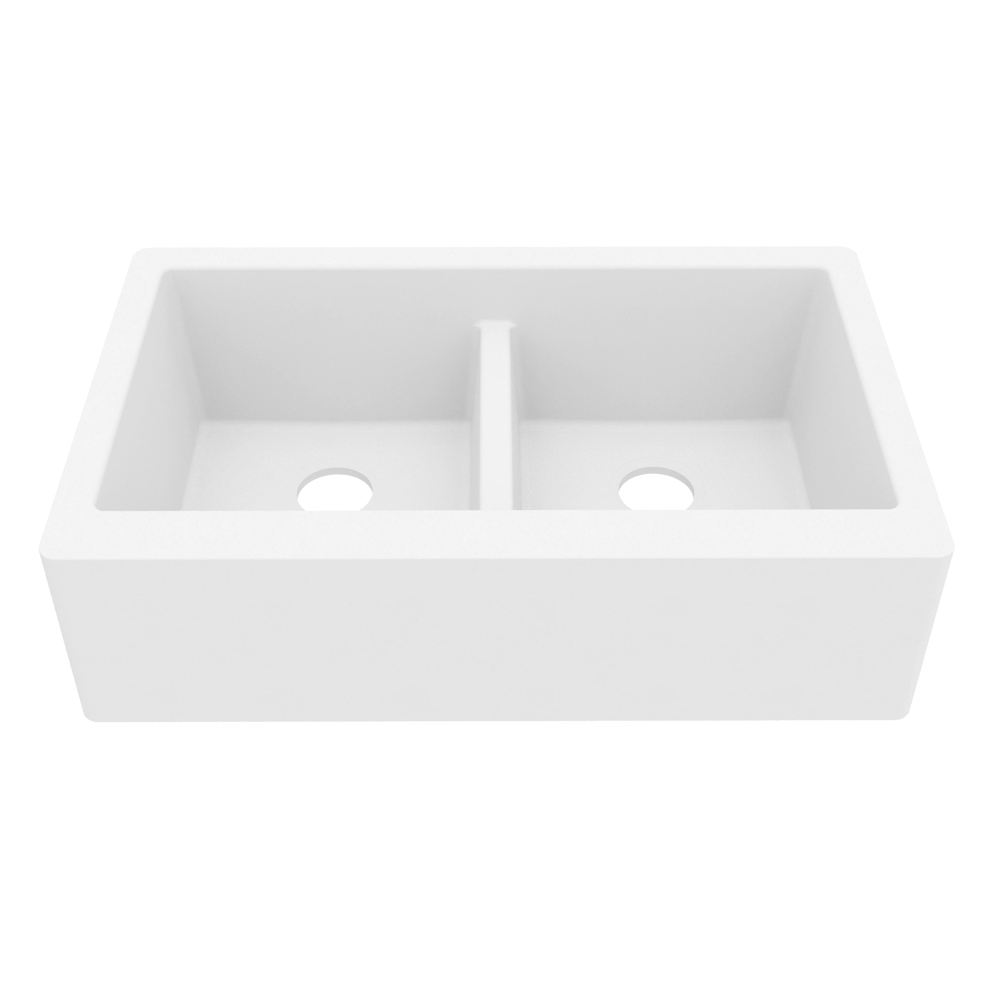 34" Farmhouse Double Equal Bowl Quartz Composite Kitchen Sink In White