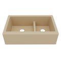 34" Farmhouse Double Offset Bowl Quartz Composite Kitchen Sink In Bisque
