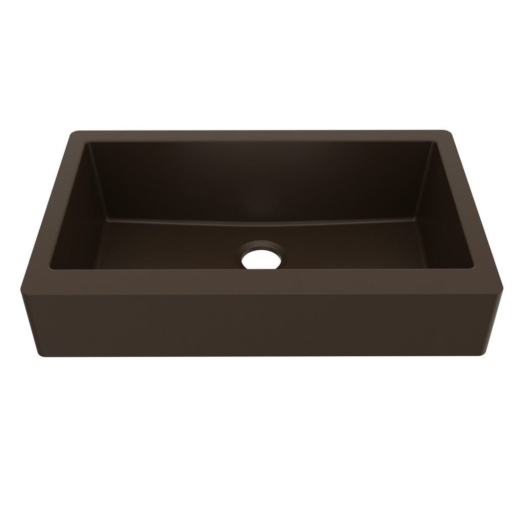 34" Retrofit Farmhouse Large Single Bowl Quartz Composite Kitchen Sink In Brown